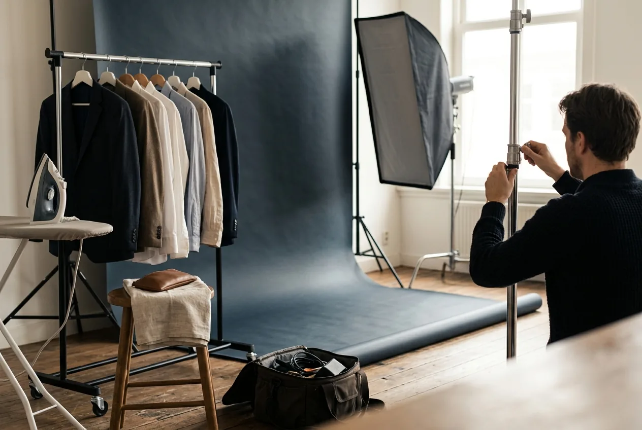 Achtergrond en belichting in een professionele fotostudio